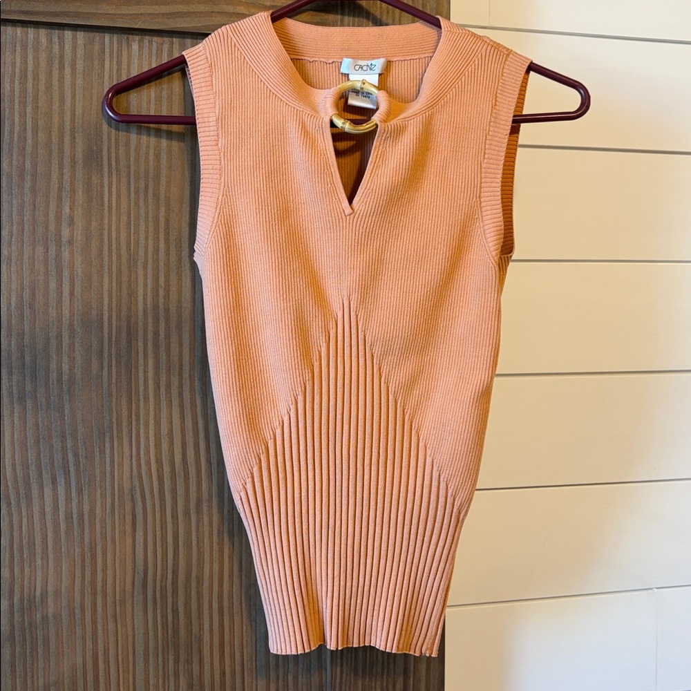 Vintage Cache peach ribbed sleeveless Tank Top size S